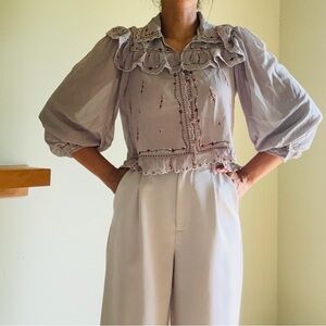 New floral embroidered blouse crop top